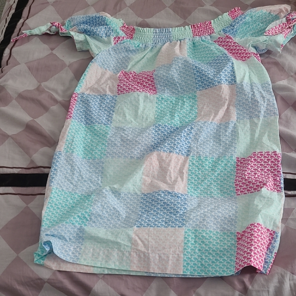 Vineyard Vines Target Colorful Patchwork Off-Shoulder Dress - Picture 3 of 4